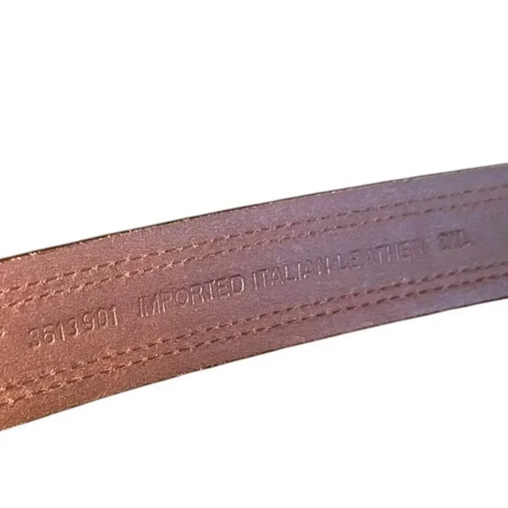 SCANDIA WOODS Imported Italian Leather Belt Brass Buckle Brown Size 2XL 3687/25